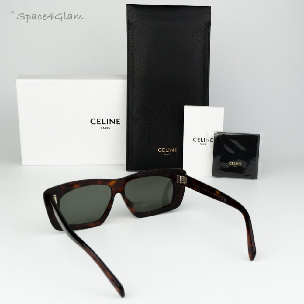 BRAND NEW Celine CL40259I 52N Havana Green Rectangle Unisex Sunglasses CL 40259I